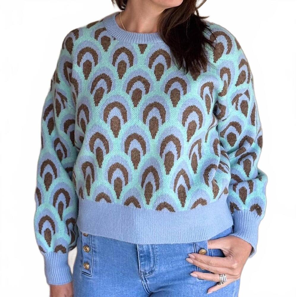 NEW DAVI & DANI dreams cozy crew sweater in periwinkle